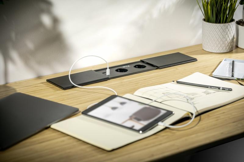 Cavo di prolunga da scrivania incassato PRESTINO, 2x presa schuko, USB A+C, RJ45, HDMI, cavo 1.5m, argento 1208958676