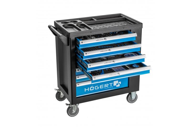 Hoegert Cassettiera porta attrezzi a 7 cassetti con una porta laterale con accessori 544 pezzi. 1208962010