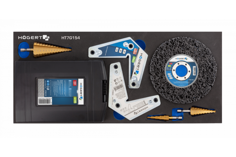 Hoegert Cassettiera porta attrezzi a 7 cassetti con una porta laterale con accessori 544 pezzi. 1208962010