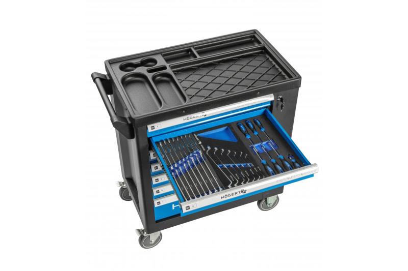 Hoegert Cassettiera porta attrezzi a 7 cassetti con una porta laterale con accessori 544 pezzi. 1208962010