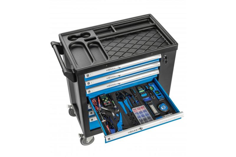 Hoegert Cassettiera porta attrezzi a 7 cassetti con una porta laterale con accessori 544 pezzi. 1208962010