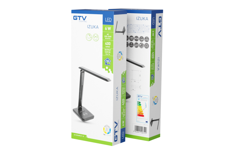 Decor Lampada da scrivania a LED IZUKA 6W 400lm AC220-240V 50/60Hz CCT caricatore induttivo nero. 1208962497