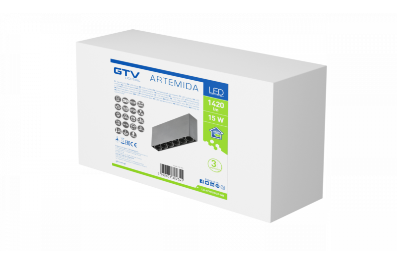 Decor Apparecchio LED ARTEMIDA 15W 1420lm AC220-240V 50/60 Hz PF>0 9 Ra≥80 IP20 IK08 4000K 38° rettangolare nero 1208962640