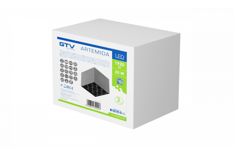 Decor Apparecchio LED ARTEMIDA 20W 1920lm AC220-240V 50/60 Hz PF>0 9 Ra≥80 IP20 IK08 4000K 38° nero quadrato 1208962642