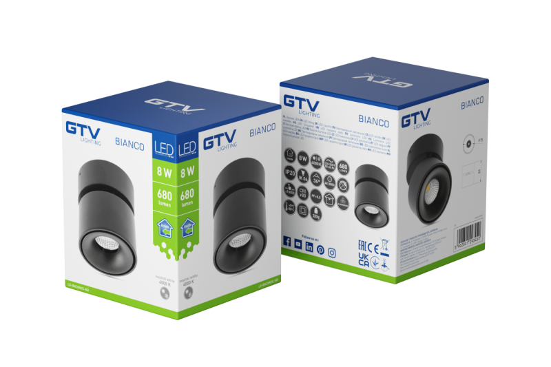 Decor Luminare LED BIANCO 8W 680lm AC220-240V 50/60 Hz PF>0 9 Ra≥80 IP20 IK06 36° 4000K nero rotondo. 1208962672