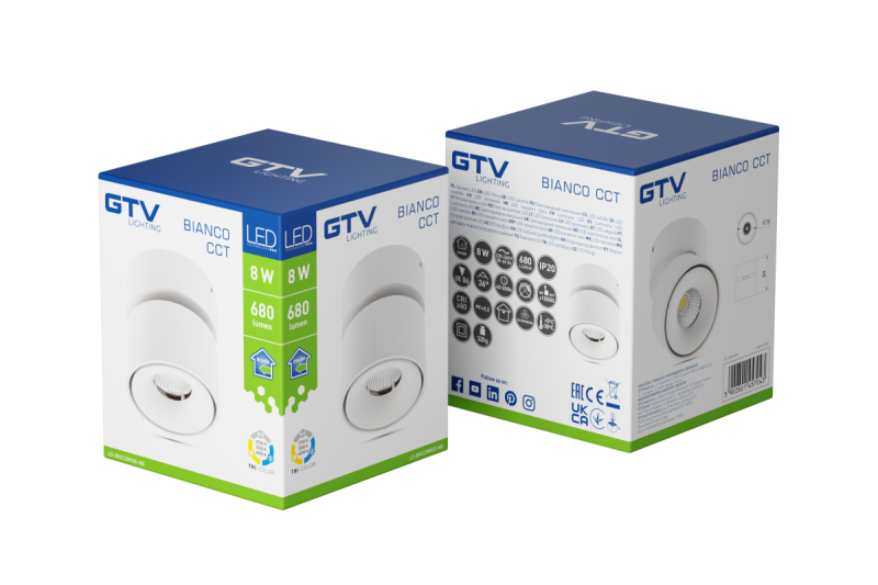 Decor Luminare LED BIANCO CCT 8W 680lm AC220-240V 50/60 Hz Ra≥80 IP20 36° 2700/3300/4000K Bianco Rotondo. 1208962677