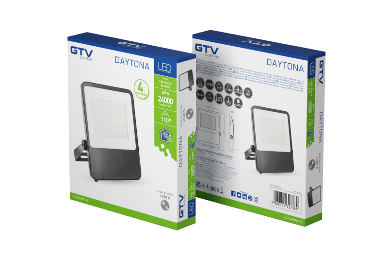 DAYTONA LED Faretto, 200W, 24000lm, 4000K, AC180-250V, 50/60 Hz, PF>0.9, IP65, 110° 1208962718