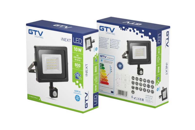 Faretto INEXT LED con sensore di movimento, 10W, 800lm, AC220-240V, 50/60 Hz, PF> 0.9, RA> 80, IP65, 120 1208962858
