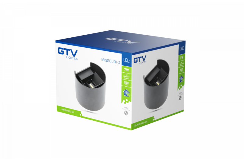 Decor Lampada a LED MISSOURI-O da 7W 540lm AC220-240V 50/60 Hz PF>0.5 Ra≥80 IP54 IK08 4000K nera rotonda. 1208962996