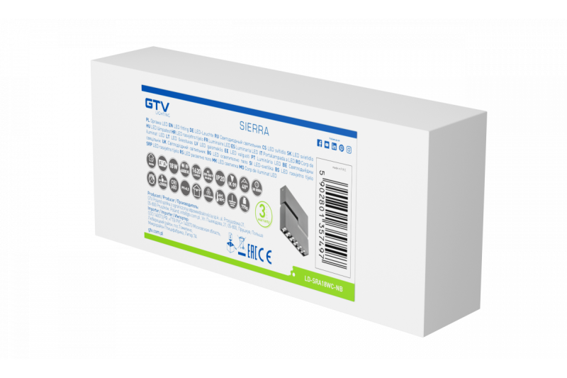 Decor Apparecchio LED SIERRA 18W 1620lm AC220-240V 50/60 Hz PF>0 9 Ra≥80 IP20 IK08 4000K 48° nero 1208963168