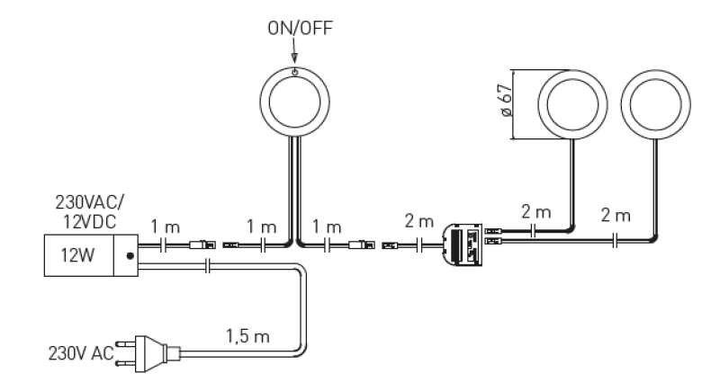 Decor Cucina Kitchen lighting set with 3 spotlights with switch lighting warm white 1208963267
