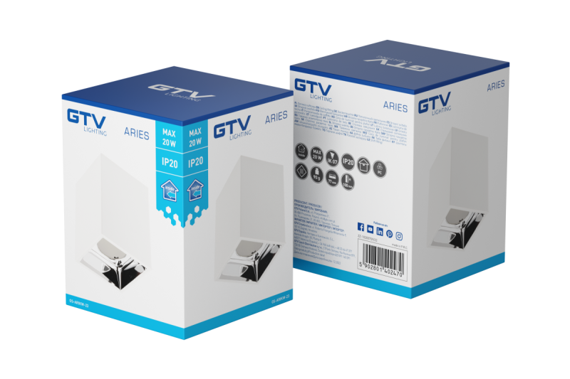 Decor Lampada a soffitto ARIES PC 77x100mm IP20 max 20W quadrata bianca/cromata 1208963817