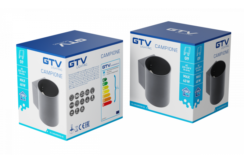 Decor Apparecchio da parete CAMPIONE in alluminio G9 IP20 max. 40W IP20 nero rotondo 1208963851