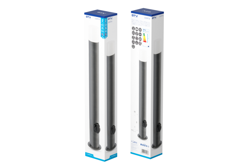 Decor Lampada da giardino CORTA-P 80 E27 MAX.25W IP44 AC220-240V 50-60Hz presa max. 3000W bollard grafite. 1208963864