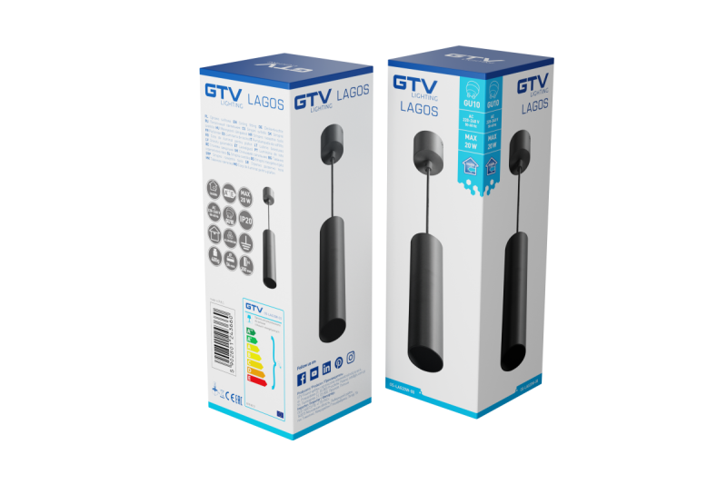 Decor Apparecchio sospeso LAGOS GU10 in alluminio IP20 max. 20W nero 1208963909