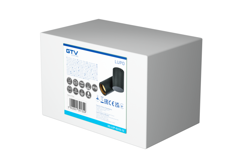 Decor Lampada da soffitto LUPO in alluminio 11.6x5.6x11.5 IP20 1*GU10 max. 50W tonda nera 1208963928