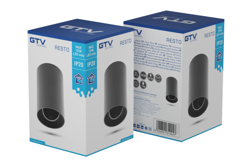 Decor Lampada a soffitto RESTO PC φ80x125mm IP20 max 20W nera rotonda 1208963985