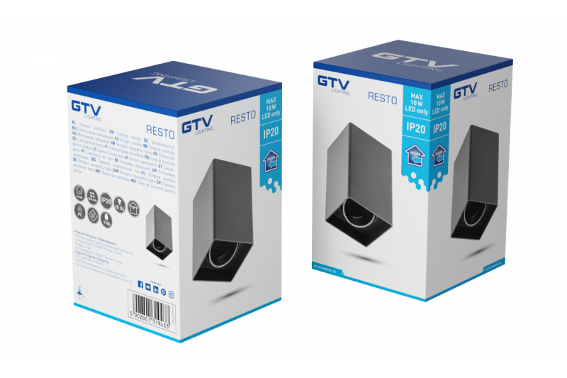 Decor Lampada a soffitto RESTO PC 80x80x125mm IP20 max 20W quadrata nera 1208963987