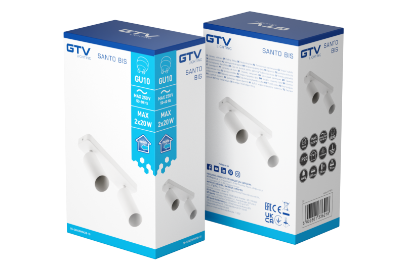 Decor Lampada a soffitto SANTO BIS in alluminio IP20 max. 20W*2 doppia rotonda bianca. 1208964000