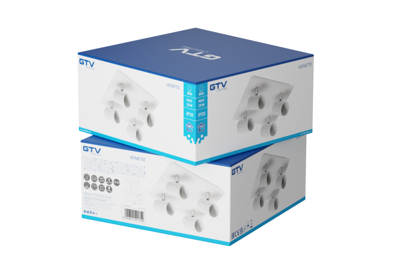 Decor Lampada a soffitto VENETO IP20 max. 20W 4 x GU10 rotonda/quadrata bianca 1208964045