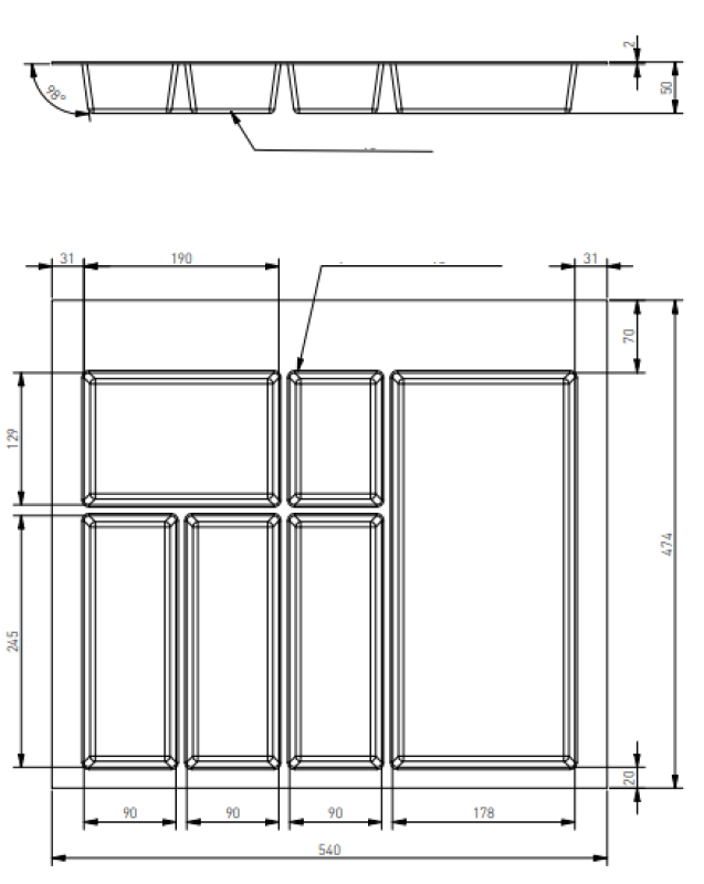 Decor Cutle Vassoi per Posate Inserto per Cassetto da Cucina 600 Bianco 1208966377