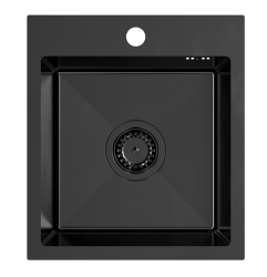 Quadri Dixton 40 Set lavello in acciaio inossidabile nero con rivestimento PVD nano 400x450 mm con foro per rubinetto sopra il piano e rubinetto da cucina Quadri Conventry