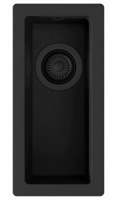 GraniteMy Universal lavello piccono in granito nero 17x40 cm a filo sopra e sottopiano con tappo nero 1208967140