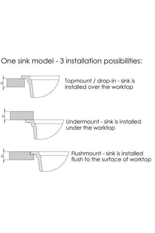GraniteMy Universal lavello grande in granito bianco 74x40 cm  a filo sopra e sottopiano con tappo bianco 1208967160