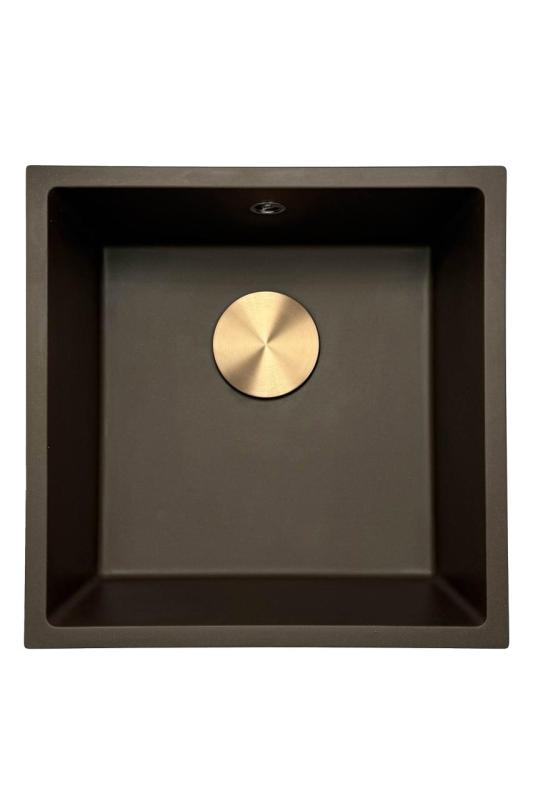 GraniteMy Universal Lavello in granito caffè 40x40 cm a filo sopra e sottopiano con tappo rame 1208967217