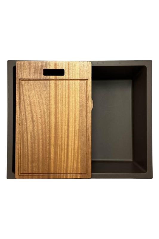 GraniteMy Universal Lavello in granito caffè 50x40 cm a filo sopra e sottopiano con tappo in rame 1208967229