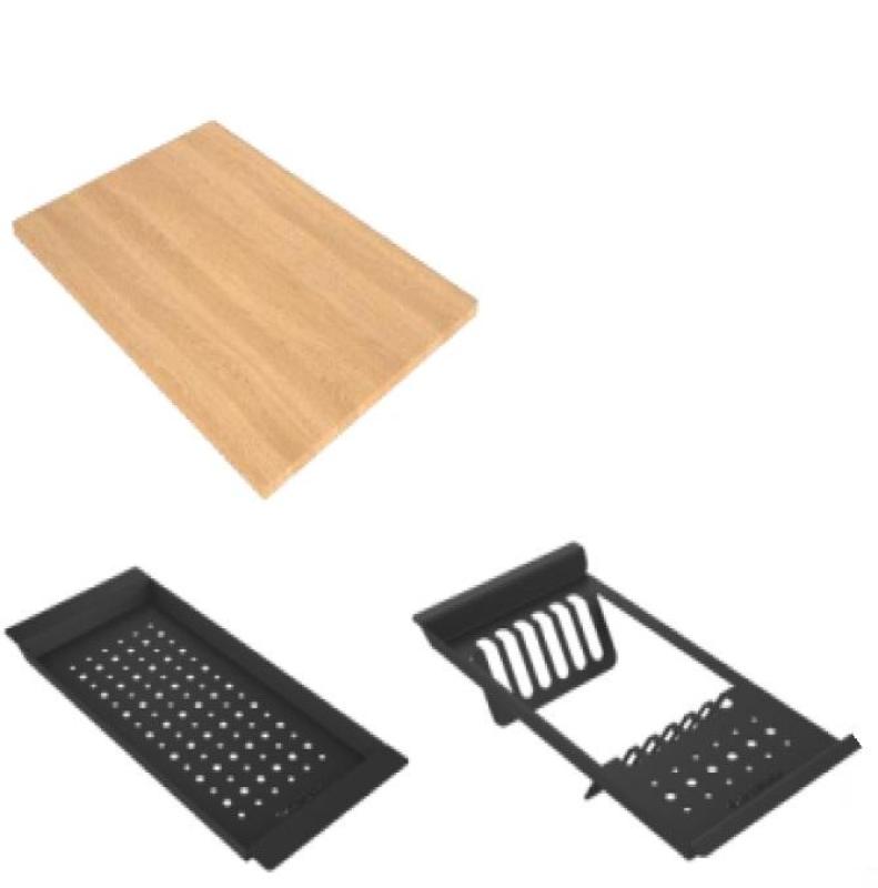 GraniteMy Lavello in granito per cucina 56x48 cm nero da appoggio con tappo dorato, inclusi accessori 1208967235