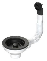 Set di tappi per cestello Granitemy nero opaco, set di scarico per lavello incluso troppopieno rotondo 1208967256