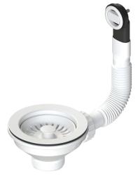 Set di tappo per lavello in granito opaco bianco, set di scarico per lavello inclusa troppopieno rotondo 1208967257