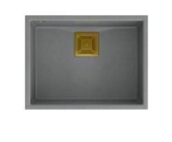 Quadri Quadrangle lavello sottopiano in granito grigio con tappo dorato 55x42 cm 1208967275