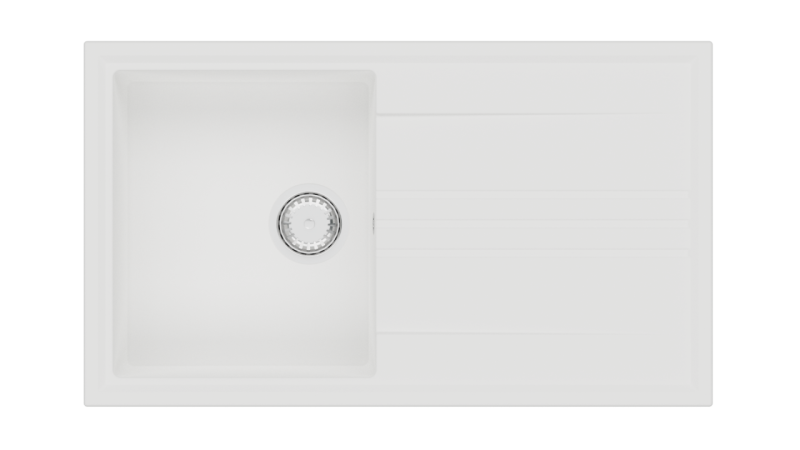 GraniteMy Vesi lavello da incasso in granito bianco 86x50cm con scivolo reversibile e tappo in acciaio inossidabile 1208967291