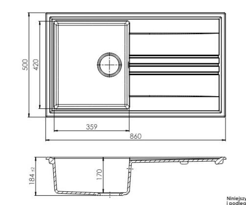GraniteMy Vesi lavello da appoggio in granito bianco 86x50cm con sgocciolatoio reversibile con tappo di rame 1208967294