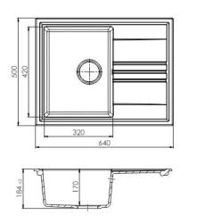 GraniteMy Vesi lavabo da appoggio ultra-basso in granito bianco 64x50cm con sgocciolatoio reversibile e tappo in rame 1208967301