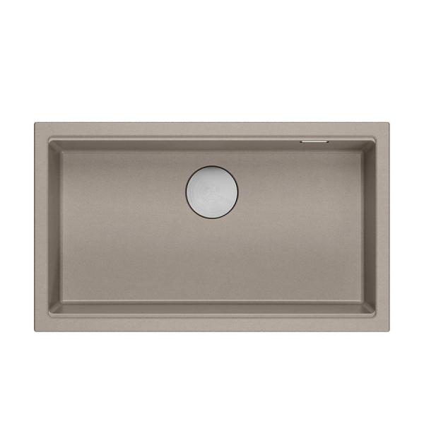 Quadri Newport II grande e profondo lavello in granito da incasso e sottopiano color taupe 76x45cm con tappo in acciaio inossidabile 1208967310