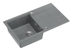 Quadri Luton lavello da incasso grigio granito con scolapiatti reversibile 86x50cm con tappo in acciaio inox 1208967340