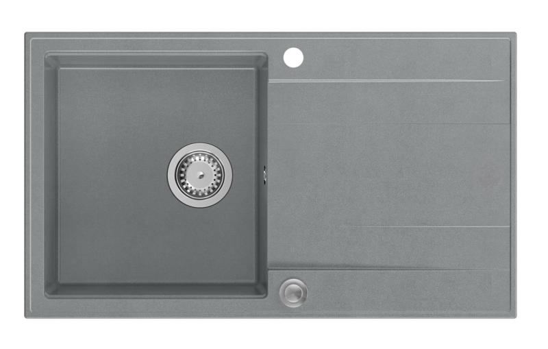 Quadri Luton lavello da incasso grigio granito con scolapiatti reversibile 86x50cm con tappo in acciaio inox 1208967340