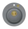 Quadri Norwich graniet grijs ronde spoelbak opbouw met gouden plug en push to open afvoer 1208967371