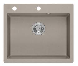 Quadri Durham lavello in granito taupe da appoggio 595x500 con dispenser di sapone, tagliere e tappetino arrotolabile 1208967376