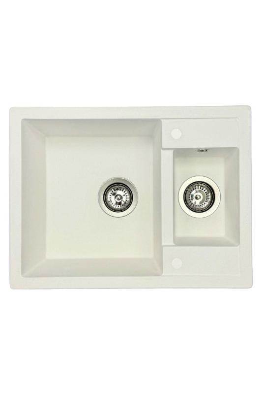 GraniteMy Smart lavello da appoggio extra basso in granito bianco 1,5 vasca 58x44cm 1208967418