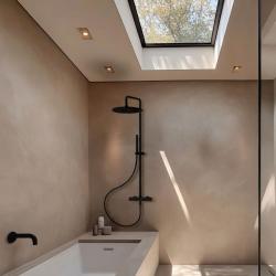 Waterevolution Flow combinazione doccia con soffione a pioggia nero opaco 250mm T141N25PR