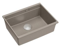 Quadri Newport II lavello sottopiano in granito taupe 560x450mm con tappo in acciaio inox e copertura di scarico 1208967453