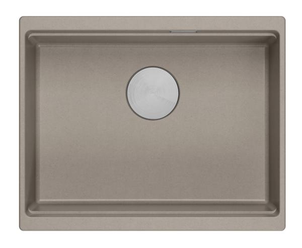 Quadri Newport II lavello sottopiano in granito taupe 560x450mm con tappo in acciaio inox e copertura di scarico 1208967453