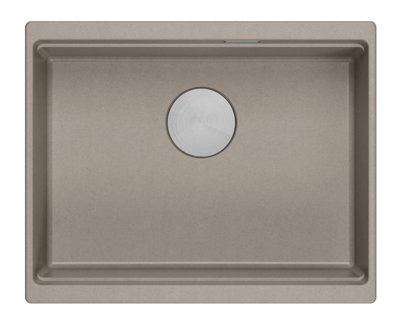 Quadri Newport II lavello sottopiano in granito taupe 560x450mm con tappo in acciaio inox e copertura di scarico 1208967453