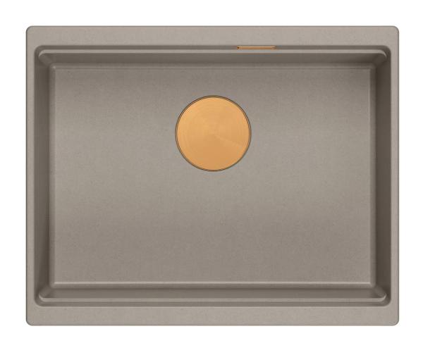 Quadri Newport II granito sottotop taupe lavello 560x450mm con tappo e coperchio di scarico in rame 1208967455