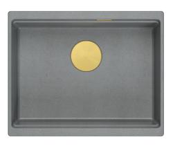 Quadri Newport II granito sottopiano grigio lavello 560x450mm con tappo dorato e tappo di scarico 1208967457