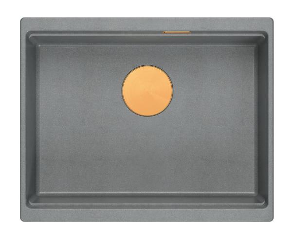 Quadri Newport II granito incasso grigio lavello 560x450mm con tappo di rame e tappo di scarico 1208967458